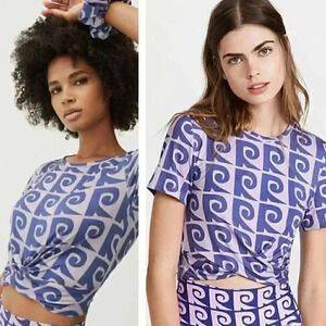 NWT Rhode Coco Crop Tee in Purple Cobalt Monogram
